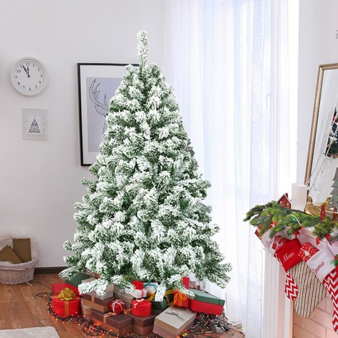 Costway 4.5ft Snow Flocked Artificial Christmas Tree Hinged W/400 Tips ...