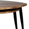Royal Hampton Nesting Table, Set of 2, Triangular Brown Solid Wood, Black Metal - 3 of 4