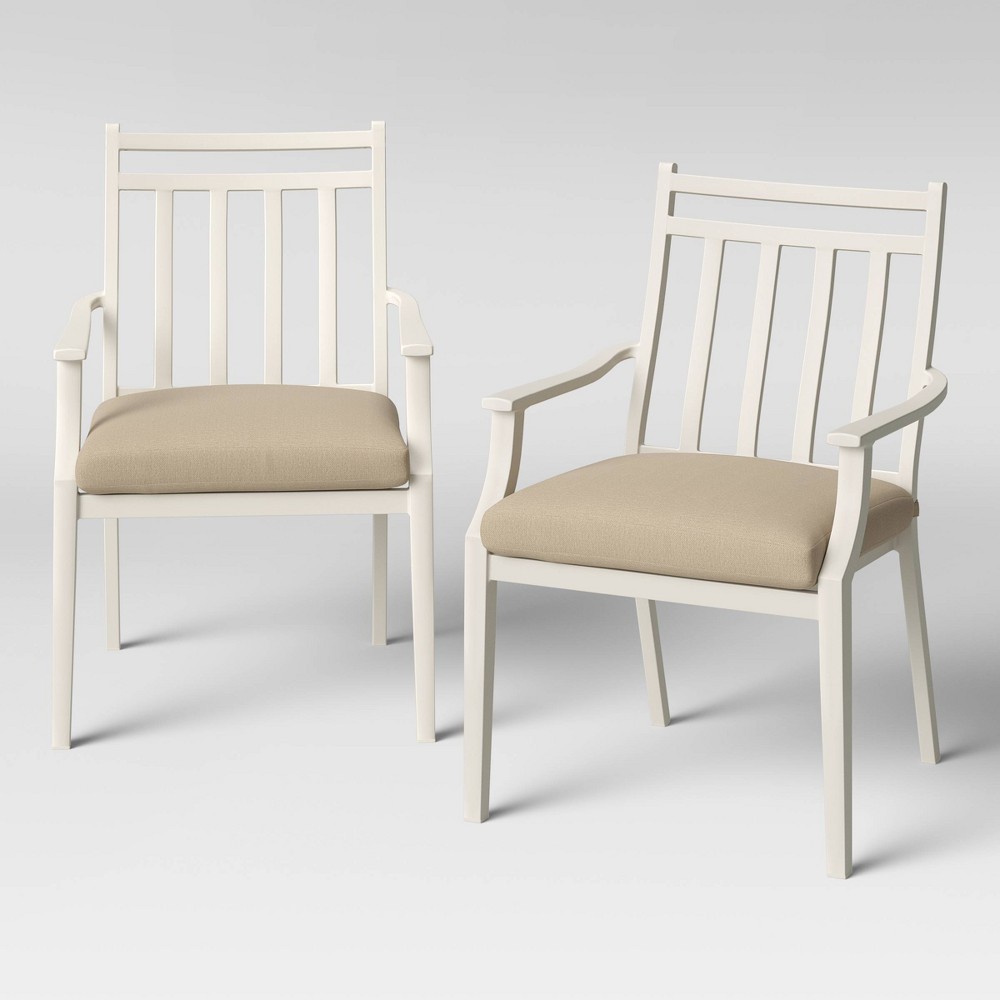 Fairmont 2pk Stationary Patio Dining Chairs - White/Tan - Threshold