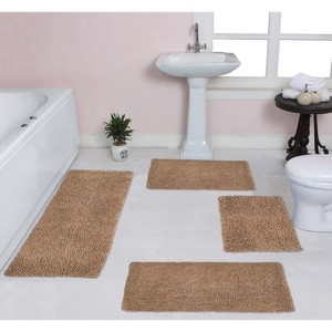 Fantasia Bath Rug Bathroom Rugs Set, Washable Rug, Extra Soft and Absorbent bath Rug, Bath Mat Set, Non-Slip, 4 Pcs Set with Runner, Linen - 1 of 4
