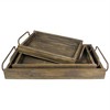 HomeRoots Set of Three Dark Brown Wood Trays With Handles - 3 of 4