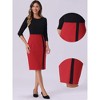 Allegra K Women's Elegant Round Neck 3/4 Sleeves Contrast Office Sheath Pencil Dresses - 2 of 4