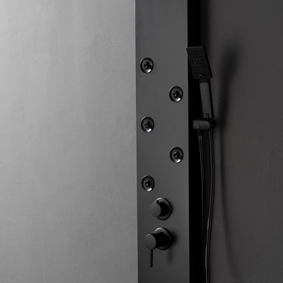 Matte Black Metal 4-Jet Rainfall Shower Panel System