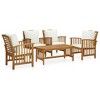 vidaXL 5 Piece Patio Lounge Set with Acacia Wood Construction, Cream White Cushions, Spacious Table & Comfortable Seating - Outdoor Garden Furniture - 2 of 4