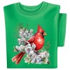 Collections Etc Green Cardinal Floral Short Sleeve Graphic T-Shirt - 2 of 4