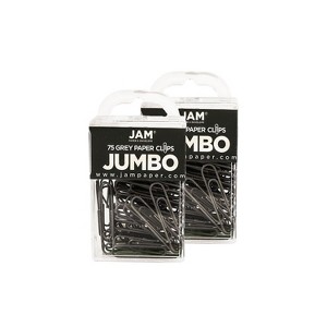 JAM Paper Colored Jumbo Paper Clips Large 2 Inch Grey Paperclips 21830628A - 1 of 4