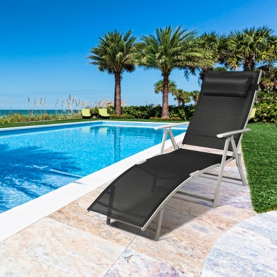 Tangkula 2PCS Cushioned Folding Chaise Lounge Chair Adjustable Recliner