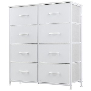 Gulches Modern Tall Fabric Storage Dresser, White, Wooden Top, 8 Drawers, Steel Frame, Anti-Tipping - 1 of 4