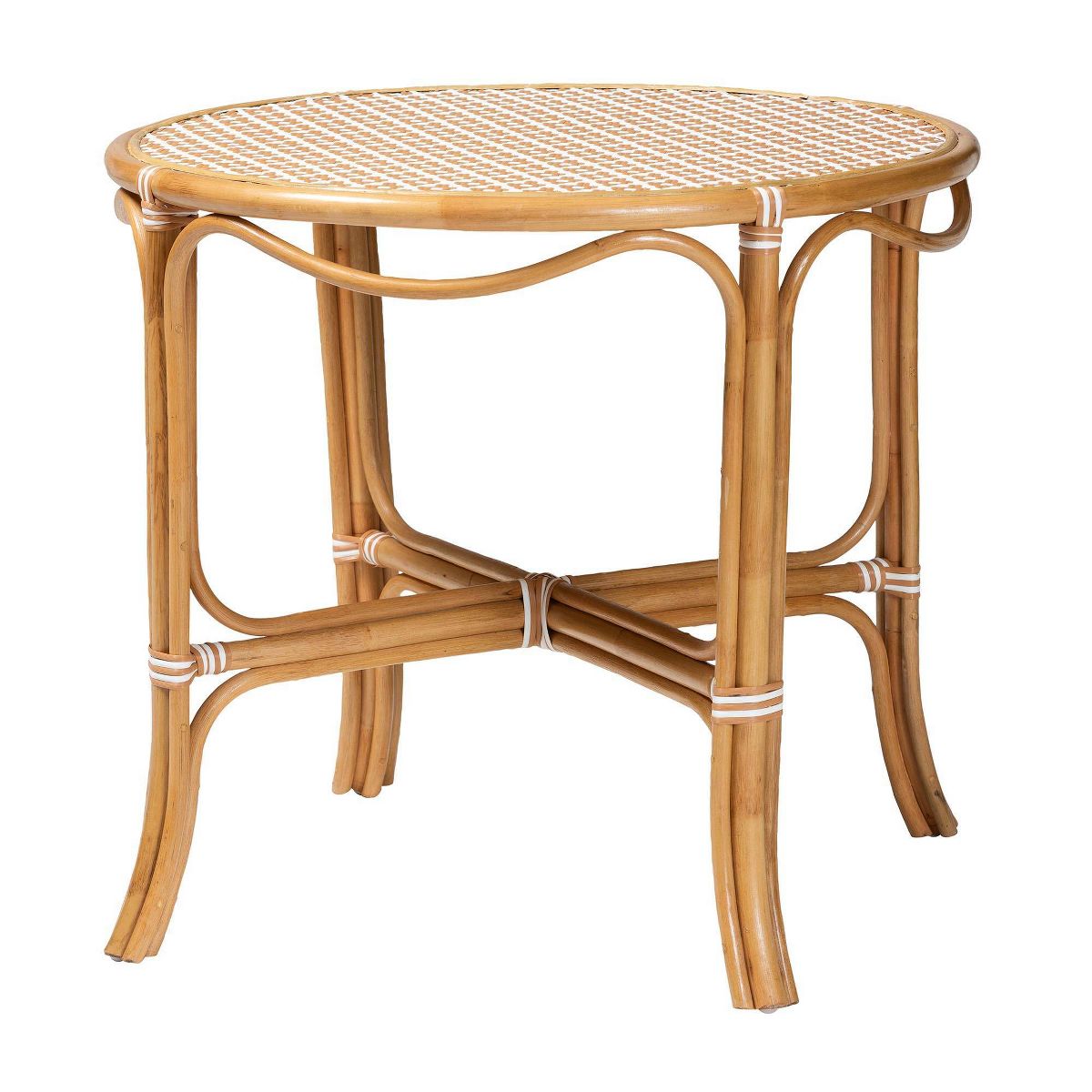 bali & pari Mattie Natural Rattan Round Bistro Dining Table Accent Table Natural