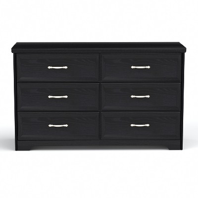 TIRAMISUBEST Black 6-Drawer Dresser - Modern Wooden Chest of Drawers for Bedroom Storage with Sleek Accent Design