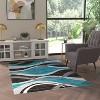Emma and Oliver Olefin Accent Rug with Abstract Wave Design and Natural Jute Backing - 2 of 4