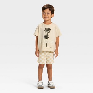 Grayson Mini Toddler Boys' French Terry Shorts and T-Shirt Set - Beige - 1 of 4