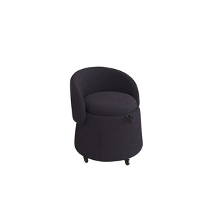 Multifunctional Stool Round Storage Ottoman with 360-degree Wheels Lazyback for Living Room Bedroom Reading Gray - 1 of 4