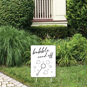 Big Dot of Happiness Bubble Send Off Yard Sign with Stakes for Outdoor Wedding Decor, Small 1-Piece Lawn Decoration - 1 of 4