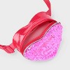 Girls' Heart Shaped Flip Sequin Crossbody Bag - Cat & Jack™ Pink: Adjustable Strap, Faux Patent, Structured - 3 of 4