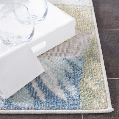 Lush Florals 79'' Square Light Green & Beige Easy-Care Outdoor Rug