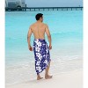 HAPPY BAY Men's Hawaiian Lava Lava Beach Sarong Wrap Beachwear Cover-Up Summer Long Swimwear Vacation Cover Up For Men One Size Blue Floral - 3 of 4