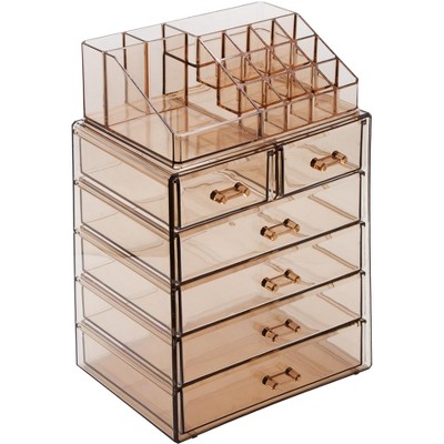 Sorbus Clear Makeup & Jewelry Organizer & Display (4 Large, 2 Small Drawers)