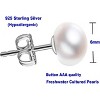 Sterling Silver White Button Freshwater Cultured Pearl Stud Earrings for Women Gift - 4 of 4