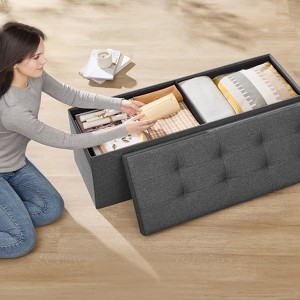43" Folding Storage Ottoman Bench, Ottoman with Storage, End of Bed Bench, Storage Chest, Foot Rest Stool, Padded Seat - 1 of 4