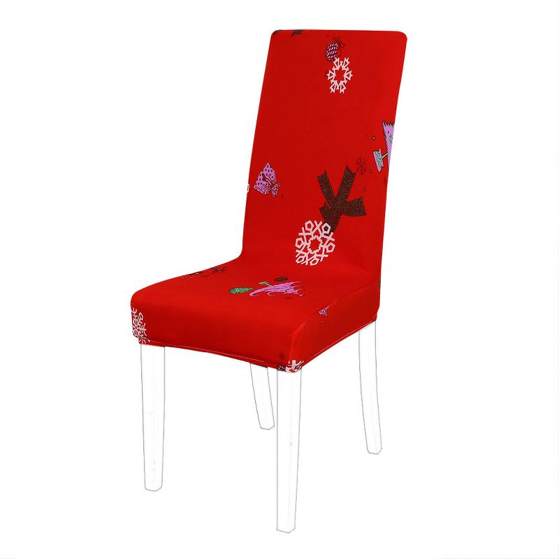 PiccoCasa Floral Print Spandex Chair Covers Fit Home Dining Room Seat Slipcover Red, 1 of 6