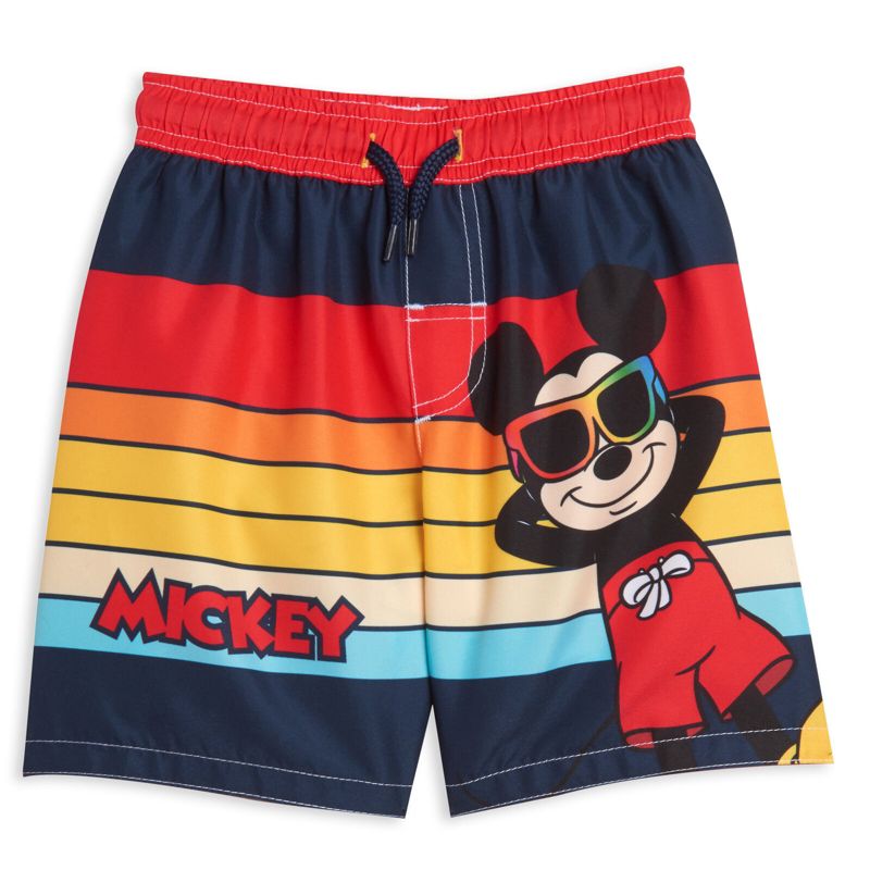 Disney Mickey Mouse Surfboard UPF 50+ Rash Guard shirt & Swim Trunks Outfit Set Toddler, 3 of 9