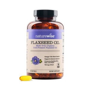 NatureWise Flaxseed Oil Fish Free Omega 3 6 9 with ALA - Made With Organic Flaxseed Oil - Cold Pressed, Non-GMO - 1 of 4