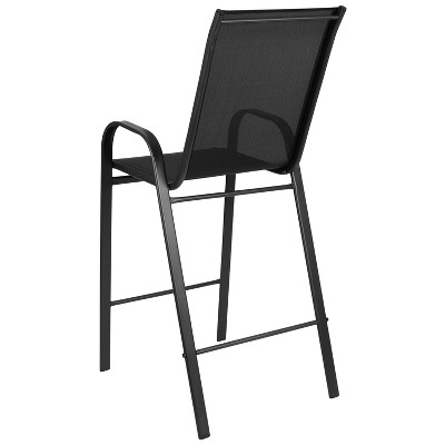 Brazos Black Outdoor Barstool Pair with Flex Comfort and Metal Frame