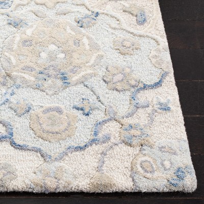 Grey and Blue Hand-Tufted Wool and Viscose Area Rug