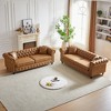 XIYUYEU Chesterfield Sofa with Rolled Arms, 3 Seats + 3 Seats Combo Sofa with Button Design and 4 Cushions, Vintage Couches for Living Room, Brown - 2 of 4