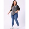 Agnes Orinda Women's Plus Size Floral Animal Print Stripe Raglan Long Sleeve Blouses - 3 of 4