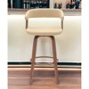 HomeRoots 31" Cream And Wood Brown Faux Leather Swivel Bar Height Bar Chair - 2 of 4