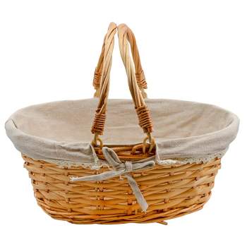 Cornucopia Brands Wicker Basket w/ Handles, for Easter, Picnics, Decor, 13 x 10 x 6 In. w/ Liner