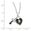 Black Bow Jewelry Black & White Diamond Heart Lock & Key Necklace in Sterling Silver - 2 of 4