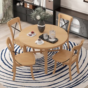 Whisen Retro 5-piece Round Dining Set with 4 Dining Chairs - 1 of 4