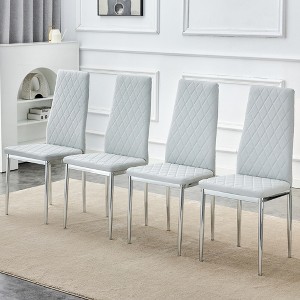 DOMETOUR Checkered Armless High Back Dining Chair for Restaurant Kitchen Chair Set of 4 - 1 of 4