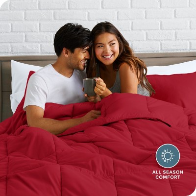 King Red Microfiber Down Alternative Comforter Set