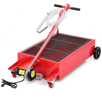 17 Gallon Electric Oil Drain Pan , Low Profile T Folding Handle Oil Drain Cart for Truck Cars SUVs
