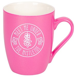 Elanze Designs Meet Me Under The Mistletoe Princess Pink 10 ounce New Bone China Coffee Cup Mug - 1 of 4