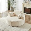 55''W Fluffy Corduroy Sleeper Chair with Pillows, Modern Extra Wide Sofa Chair for Living Room, Bedroom or Lounge, Beige - ModernLuxe - 4 of 4