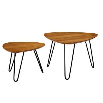 Gibby Hairpin Leg Wood Nesting Coffee Table Set Walnut - Saracina Home