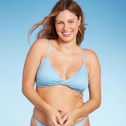 Women's Drawstring Ruched Halter Longline Bikini Top - Wild Fable™ Blue Xl  : Target