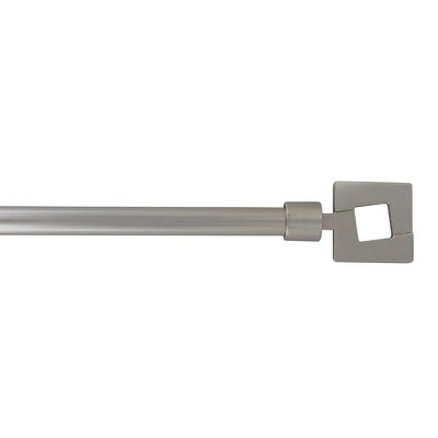 Evideco French Home Goods Adjustable Single Curtain Rod 50"-82" with Decorative Finials and Brackets, Available in Silver or Black Graphite