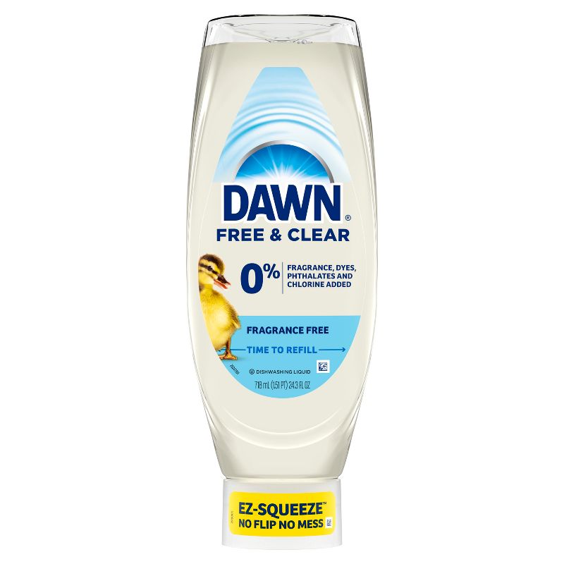 Dawn Unscented Free &#38; Clear Ez Squeeze Dishwashing Liquid - 24.3 fl oz, 1 of 8