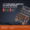 KFFKFF Impact Socket Set with 1/2" Drive, Comprising 23 Pieces in SAE (7/16" -1") & Metric Measurements, 6 Point Cr-V Alloy Steel,BLACK - 4 of 4