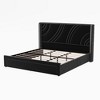 Merax Modern Velvet Upholstered LED Bed Frame with Wingback Headboard & Storage Drawers - 3 of 4