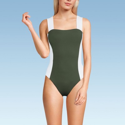 Lands' End Women's Square Neck High Leg One Piece Swimsuit