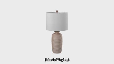 Sandy Pearl Weathered Urn Shape Table Lamp with White Shade