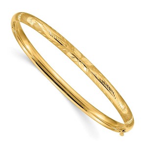 Black Bow Jewelry 5mm 14k Yellow Gold Florentine Engraved Hinged Bangle Bracelet, 8 Inch - 1 of 4
