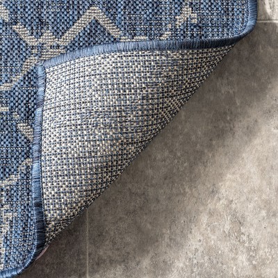 Blue Trellis 5x8 Washable Synthetic Indoor/Outdoor Area Rug